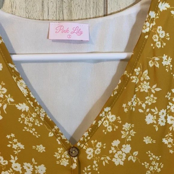 Mustard Floral Dress - Picture 6 of 8